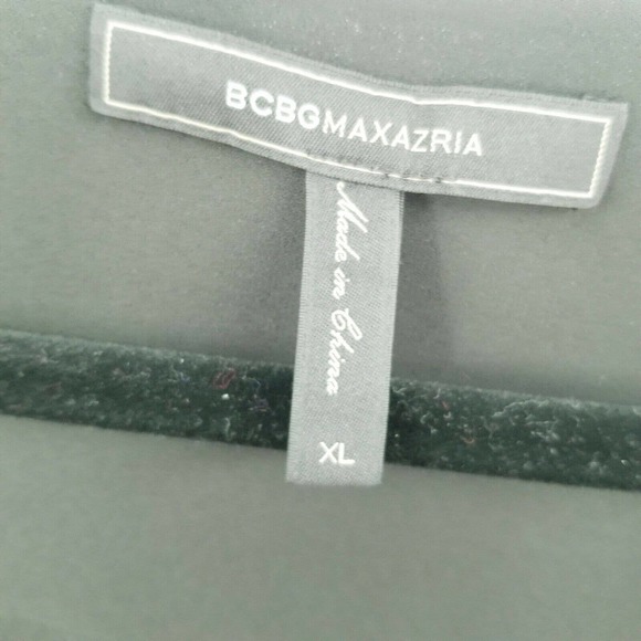 BCBGMaxazira black faux wrap blouse womens size XL long sleeve shell lace trim - Picture 3 of 12